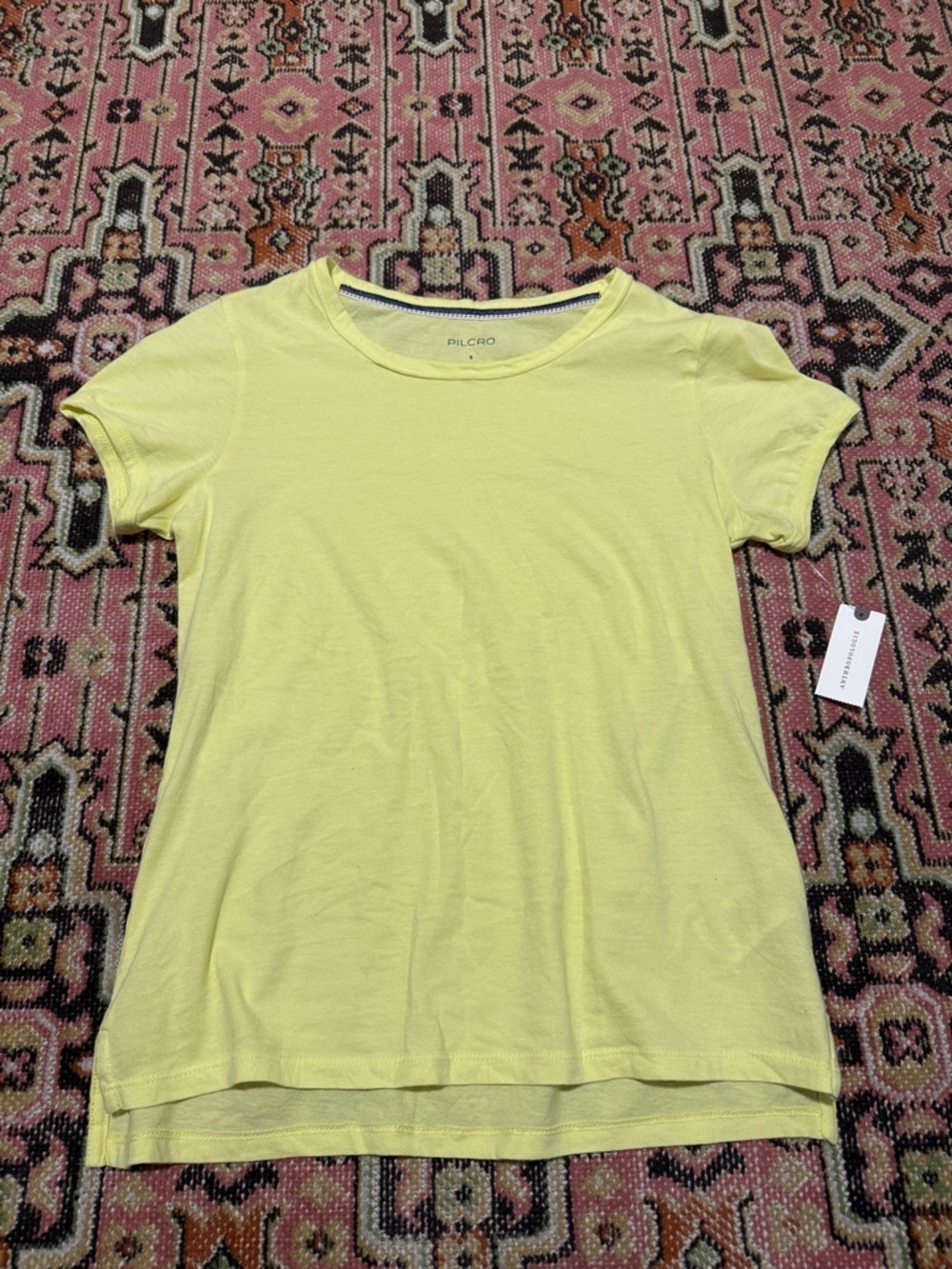 NWT Pilcro Anthropologie Classic 100% Cotton Tee in Yellow - Picture 7 of 9